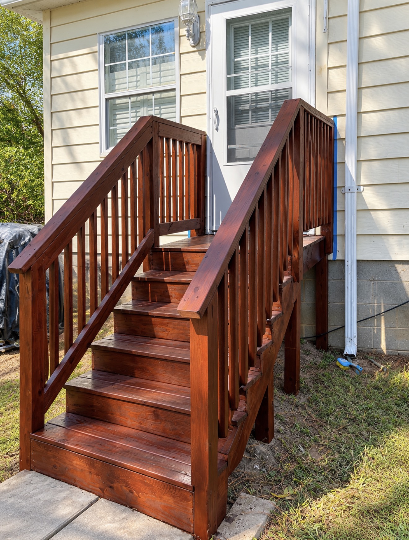 Custom exterior wooden stairs